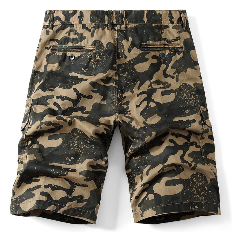 Short ample multi-poches à motif camouflage pour homme