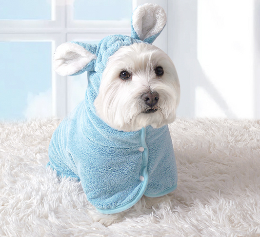 GM™ Rabbit Ear Microfiber Dog & Cat Hoodie Bathrobe