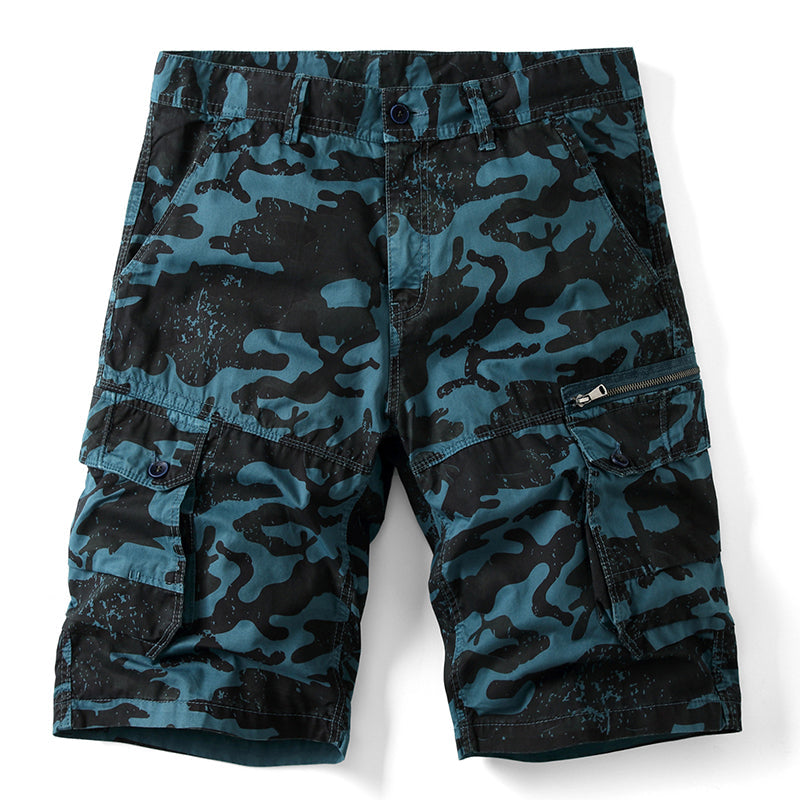 Short ample multi-poches à motif camouflage pour homme