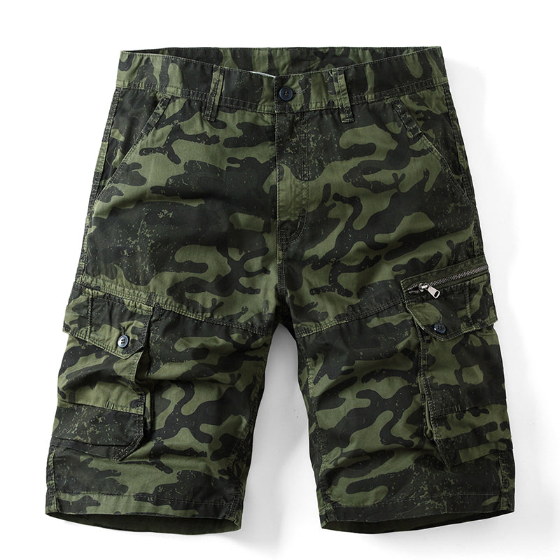 Short ample multi-poches à motif camouflage pour homme