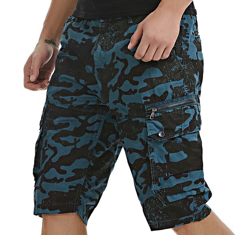 Short ample multi-poches à motif camouflage pour homme