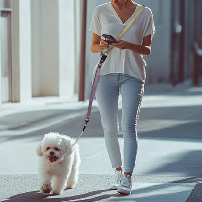 Hands-free dog leash, crossbody dog leash, with car seat belt, suitable for walking, jogging, hiking, traveling, etc.
