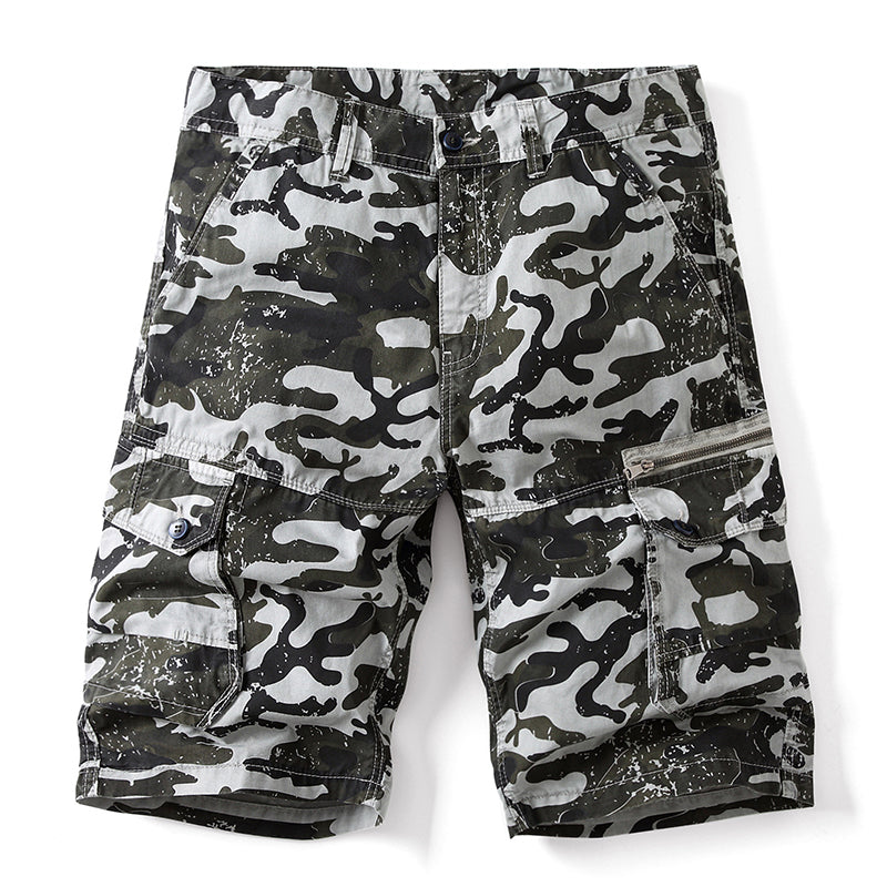 Short ample multi-poches à motif camouflage pour homme