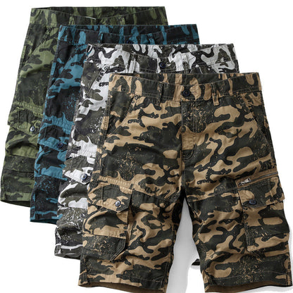 Short ample multi-poches à motif camouflage pour homme