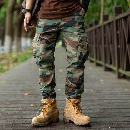 Pantalon de travail ample à motif camouflage avec tissu épais et éléments Amekaji pour hommes