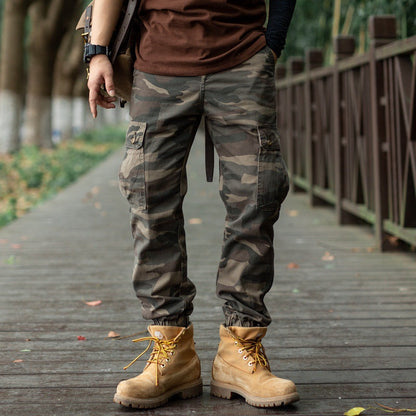 Pantalon de travail ample à motif camouflage avec tissu épais et éléments Amekaji pour hommes