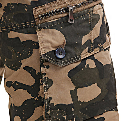 Short ample multi-poches à motif camouflage pour homme