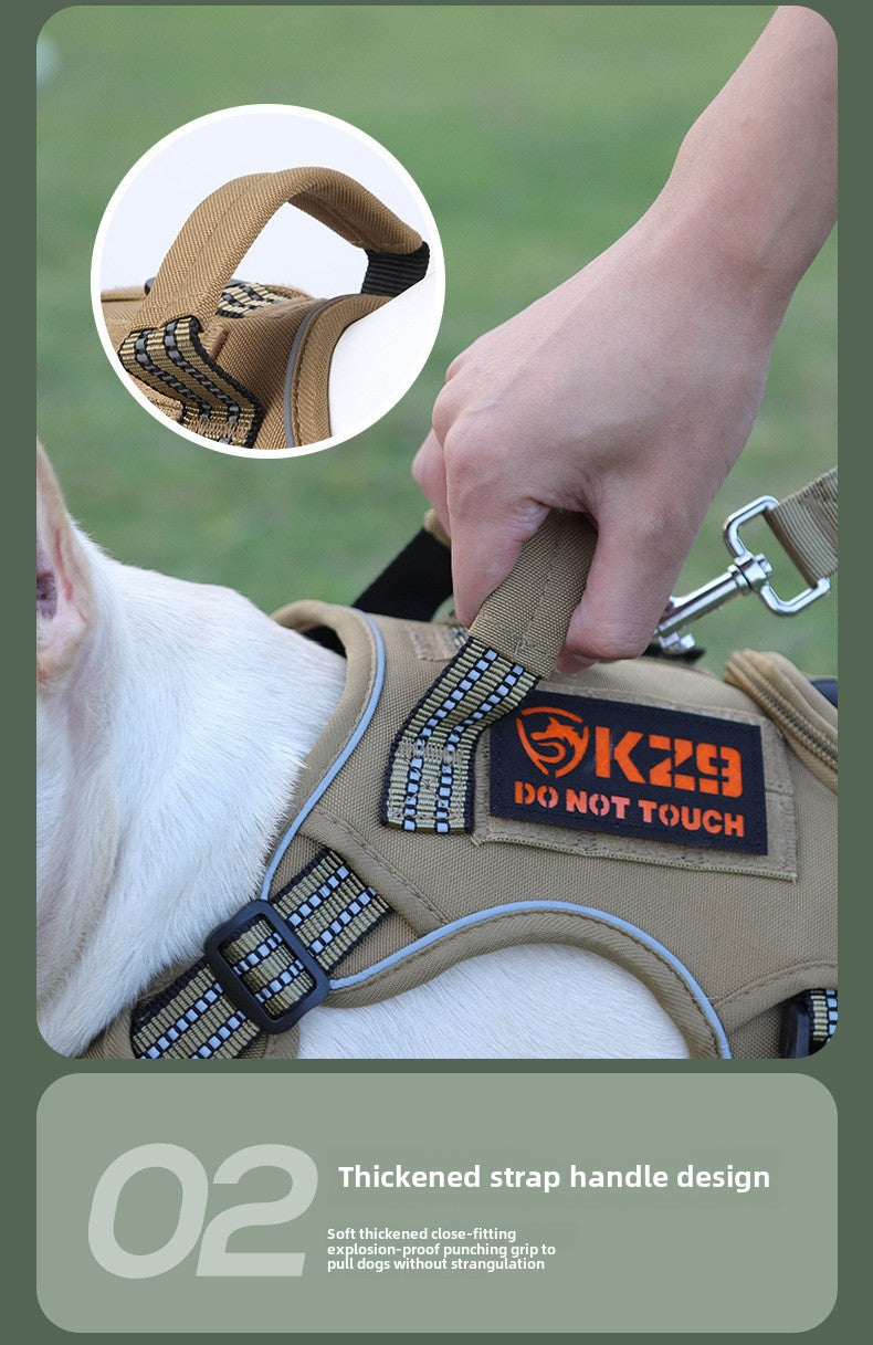 Dog Leash Vest Style Dog Harness Tactical Dog Harness Multifunctional tactical chest backpack